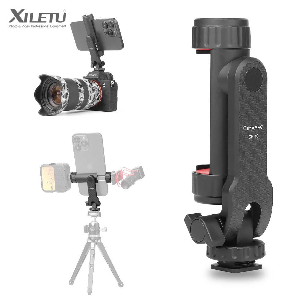 XILETU Cimapro 360° Mobile Phone Clip Holder with Cold Shoe Mounts