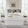 Noiseless Base Beds and Frames No Box Spring Needed- Luxury White Bedroom Furniture LED Light Bed Headboard Charging Station 1