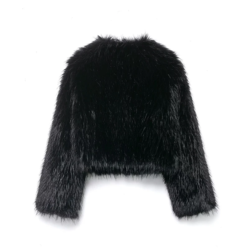 Faux Fur Short Coats Women's Fashion Long Sleeve Fluff Fur Warm Winter Jackets for Women 2025 Elegant Casual New Outerwear ﻿