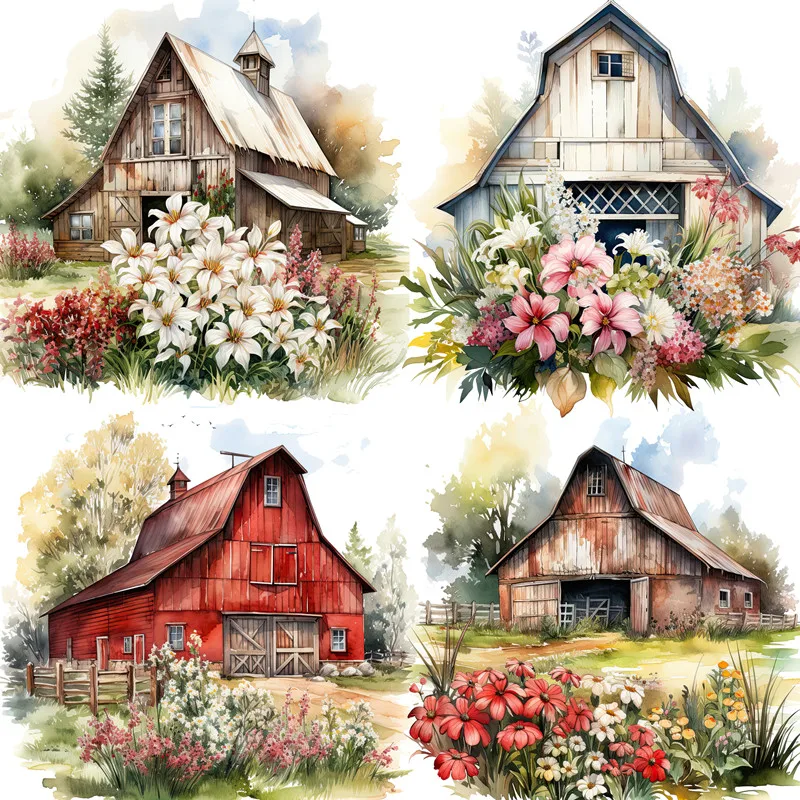 12Pcs-Pack-Vintage-Farm-Barn-Sticker-DIY-Craft-Scrapbooking-Album-Junk ...