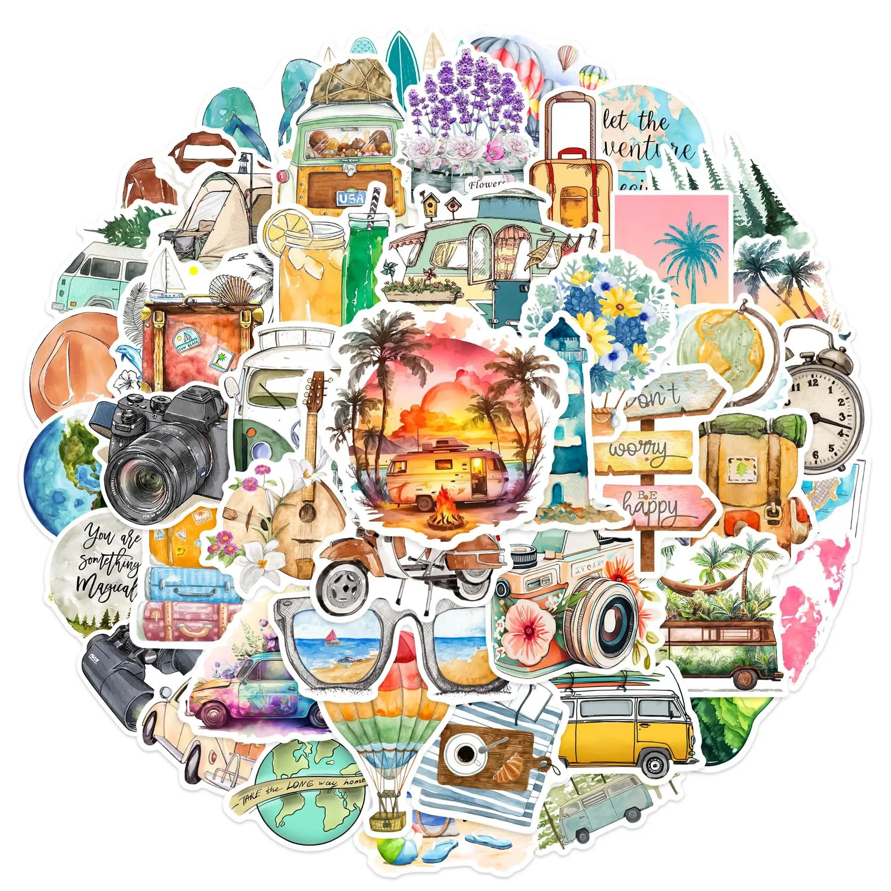 Outdoor Travel Decorative Stickers 10/30/50Pcs