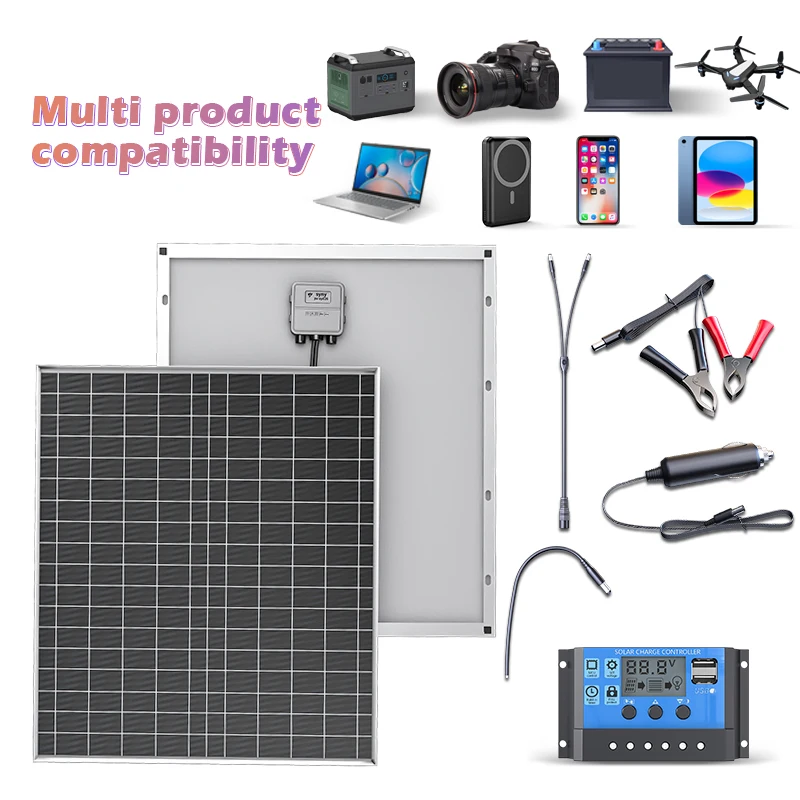 Générateur solaire compact 500W 1000W 12V, comprend un panneau solaire polycristallin et une batterie externe pour la maison, le jardin, l'extérieur et les voyages 1 Générateur solaire compact 500W 1000W 12V, comprend un panneau solaire polycristallin et une batterie externe pour la maison, le jardin, l'extérieur et les voyages 1