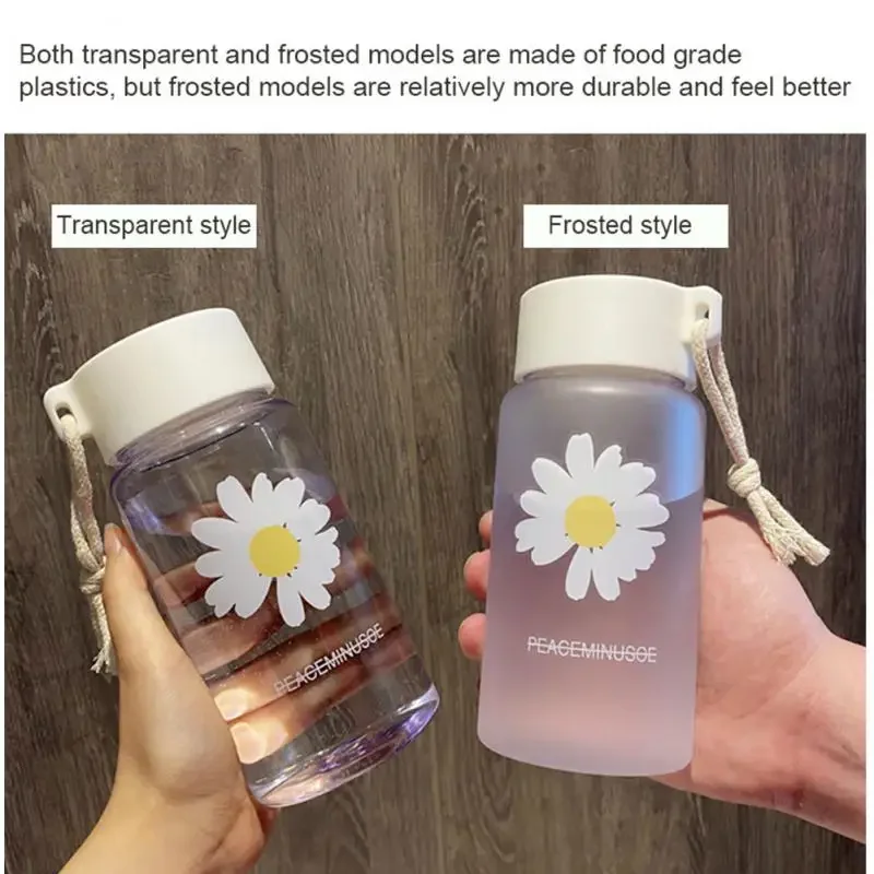 500ml Small Daisy Transparent Plastic BPA Free Water Bottle with Portable Rope Travel Tea Cup sports water bottle portable water bottle