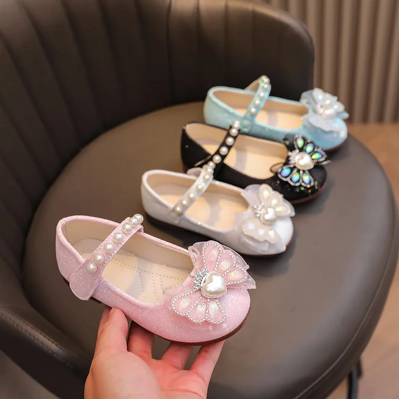 Girls Leather Shoes for Party Wedding Children Mary Janes Princess Shoes with Bow-knot Fashion Kids Performance Dress
