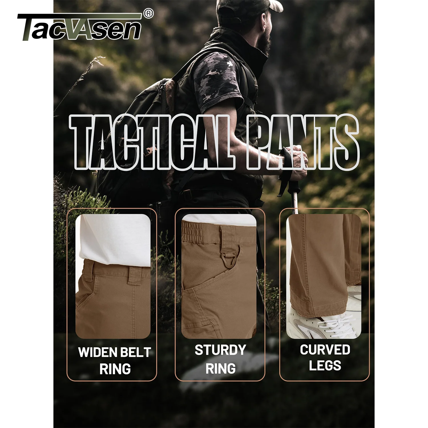 Cotton Work Pants TACVASEN IX9 City Cargo Pants Mens Multi Pockets Cotton Stretch Casual Trousers Outdoor Training Hiking Male