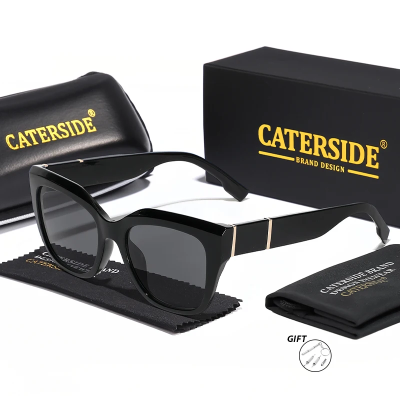 CATERSIDE Modische Damen-Sonnenbrille mit Katzenaugen-Design und Metallbügeln, Optische Sonnenbrille für Herren, Reise- und Party-Eyewear – Detail 5