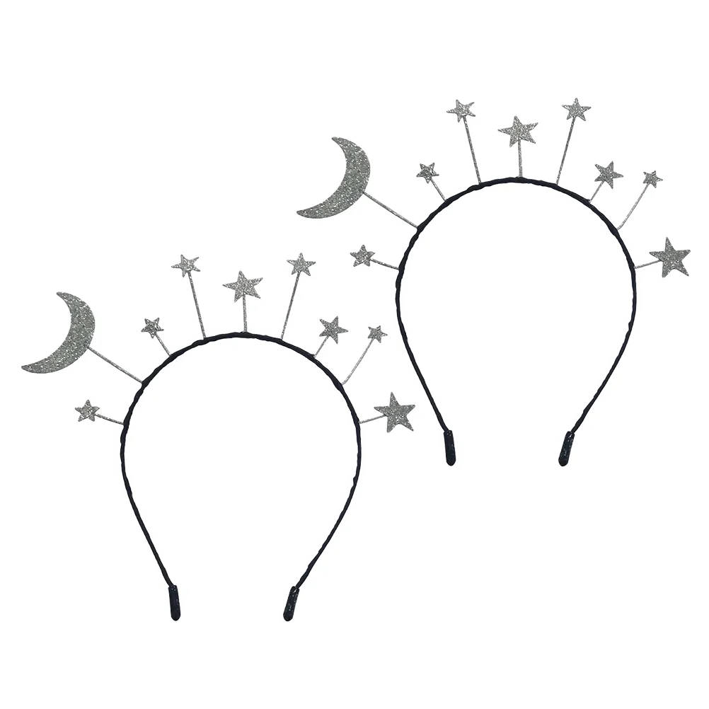

2 Pcs Girls Hairhoop Moon Star Headdress Fashion Women Headband Party Supplies