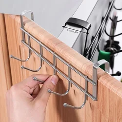 5 Punch-Free Hooks Door Rear Stainless Steel Storage Holder Kitchen Bathroom Cabinet Back Type Coat Towel Hanger Organizer Gifts