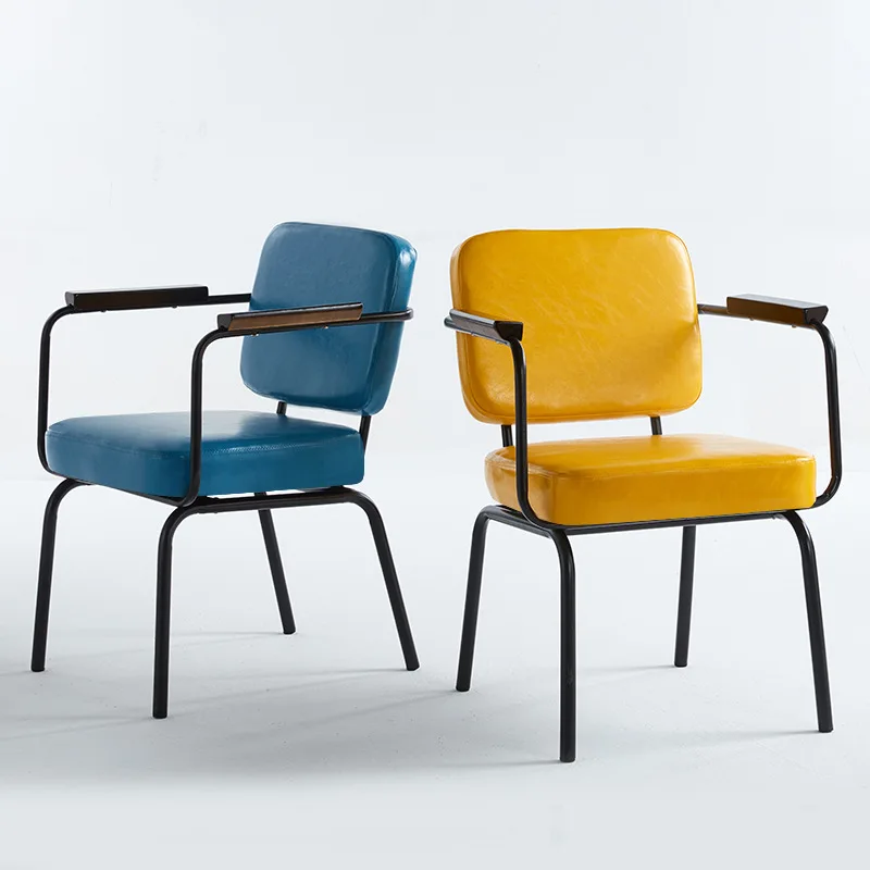 American industrial wind hotel dining chair retro wrought iron office leisure back cafe chair designer creative
