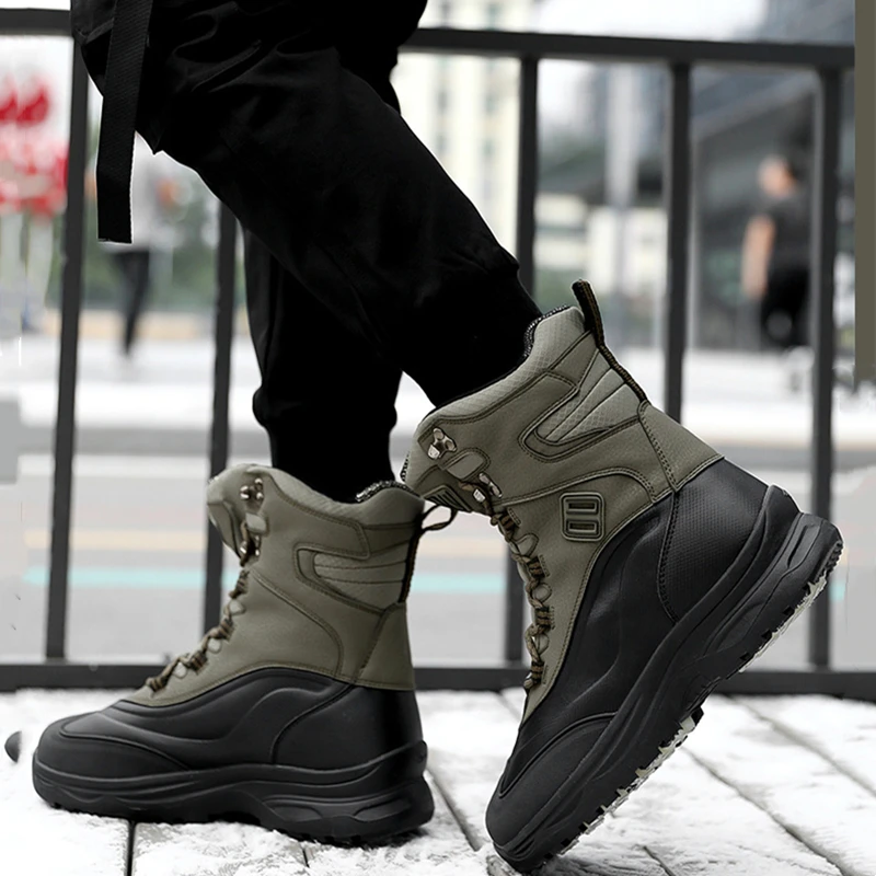 2023 New Winter Fashion Anti slip Warm casual Wear resistant Outdoor Couple High top Snow Boots Men's Cashmere Cotton Shoes