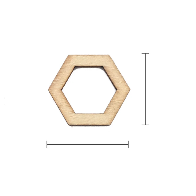 100PCS 10MM Wooden Pieces Hexagon Square Heart Wood Shape Unfinished Cutout  Shapes DIY Craft Project Ornaments Decorations