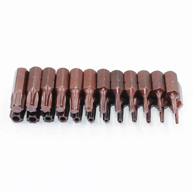 

12pcs S2 Steel 1/4 inch Shank Magnetic Torx Screwdriver Bit Set With Hole T6 T7 T8 T9 T10 T15 T20 T25 T27 T30 T35 T40