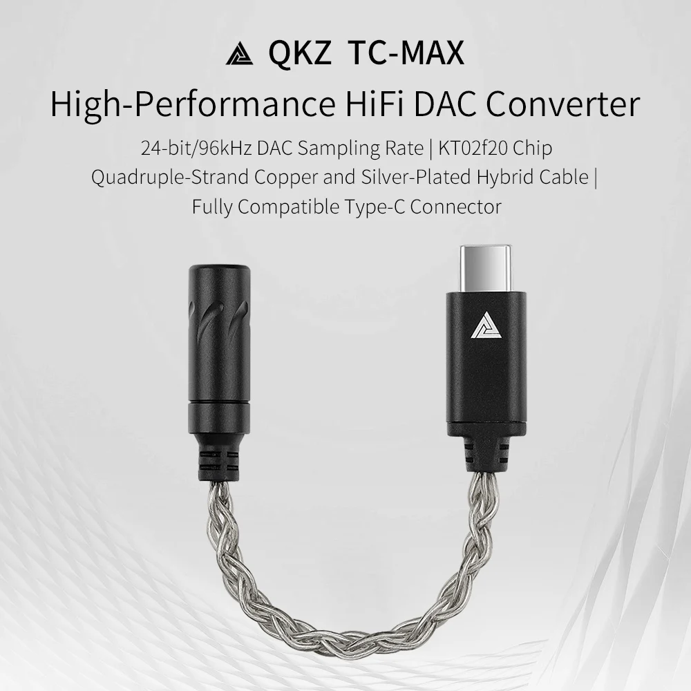 Headphone Adapter QKZ TC-MAX Pro HiFi DAC USB Type C To 3.5mm Audio Decoder IEM AMP Mobile Phone Adapter CX31993 32bits/384kHz