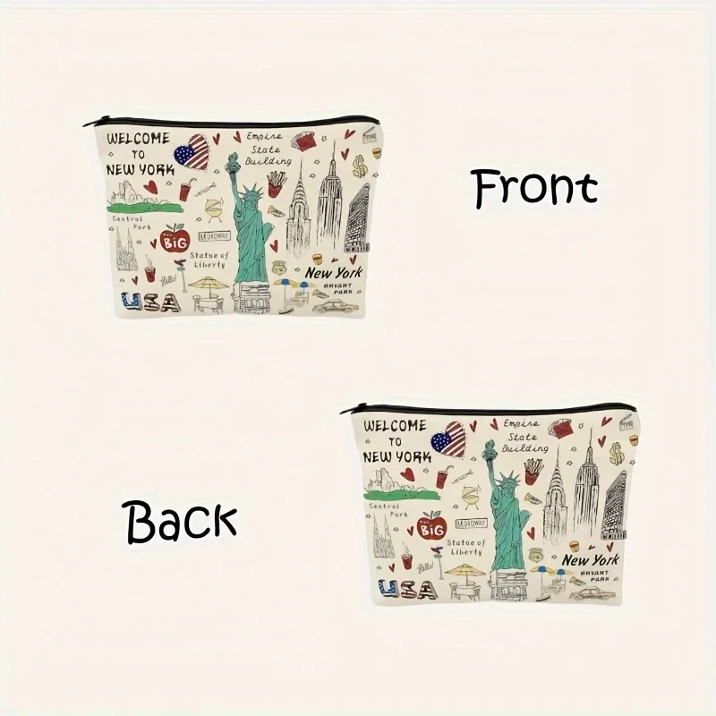 Girls & Women Cute New York Souvenir Zipper Pouch, Travel Cosmetic Bag, Makeup Purse 2