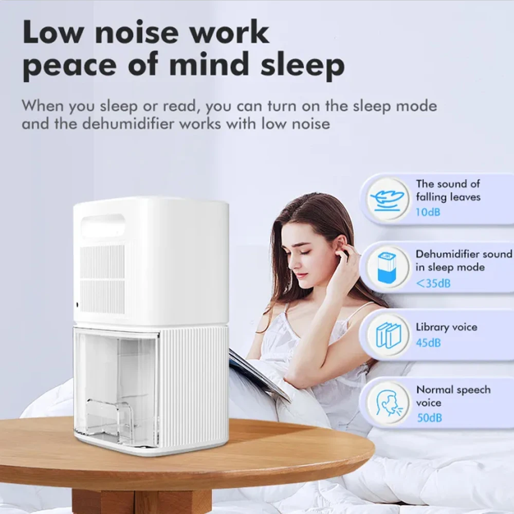Small Dehumidifier Home Air Dyer Large Capacity Indoor Moisture Remover Bedroom Office Silent Air Purification 1.6L Dehumidifier