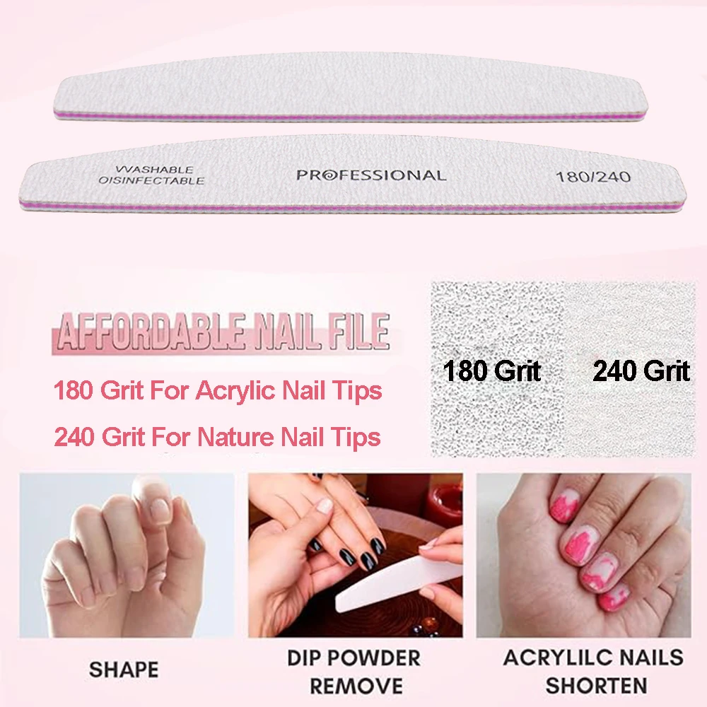 5/10Pcs Banana Nail Files Set 180/240 Grit Sandpaper Sanding Nails Buffer File Professional Supply Manicure Accessories And Tool Best Sellers In Beauty & Health