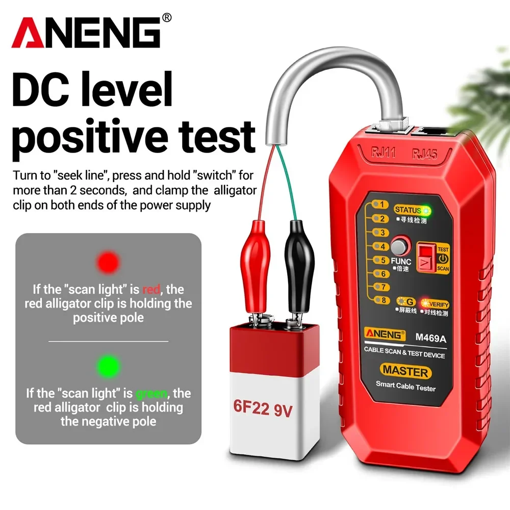 M469A Intelligent Network Cable Tester RJ45 RJ11 LAN Cable Tester Finder Wired Tracker Receiver Network Maintenance Tool