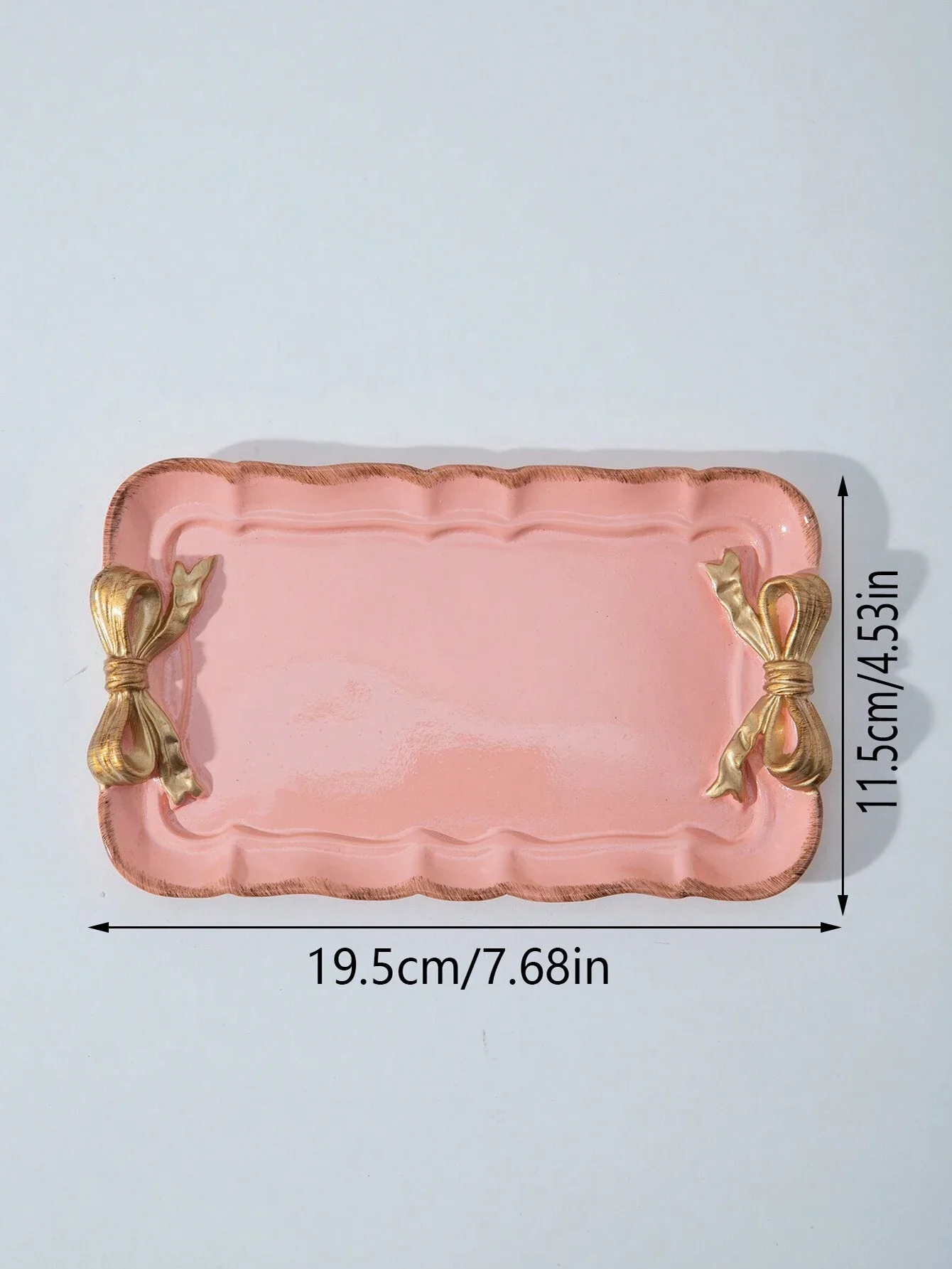 Pink European Style Resin Tray With Retro Bowknot Design Fruit Plate For Jewelry Fruit Storage Display Gift For Valentine's Day 2