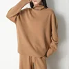 Women's 100% Wool Knitted Sweater Set Lady Fashion High Neck Soft Warm Winter Autumn Tracksuit 4