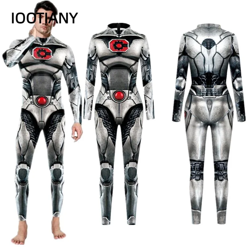 

Superhero Cyborg Victor Stone Sexy Slim Jumpsuit Catsuit Cosplay Costumes Zentai Man Bodysuit Fancy Dress Halloween