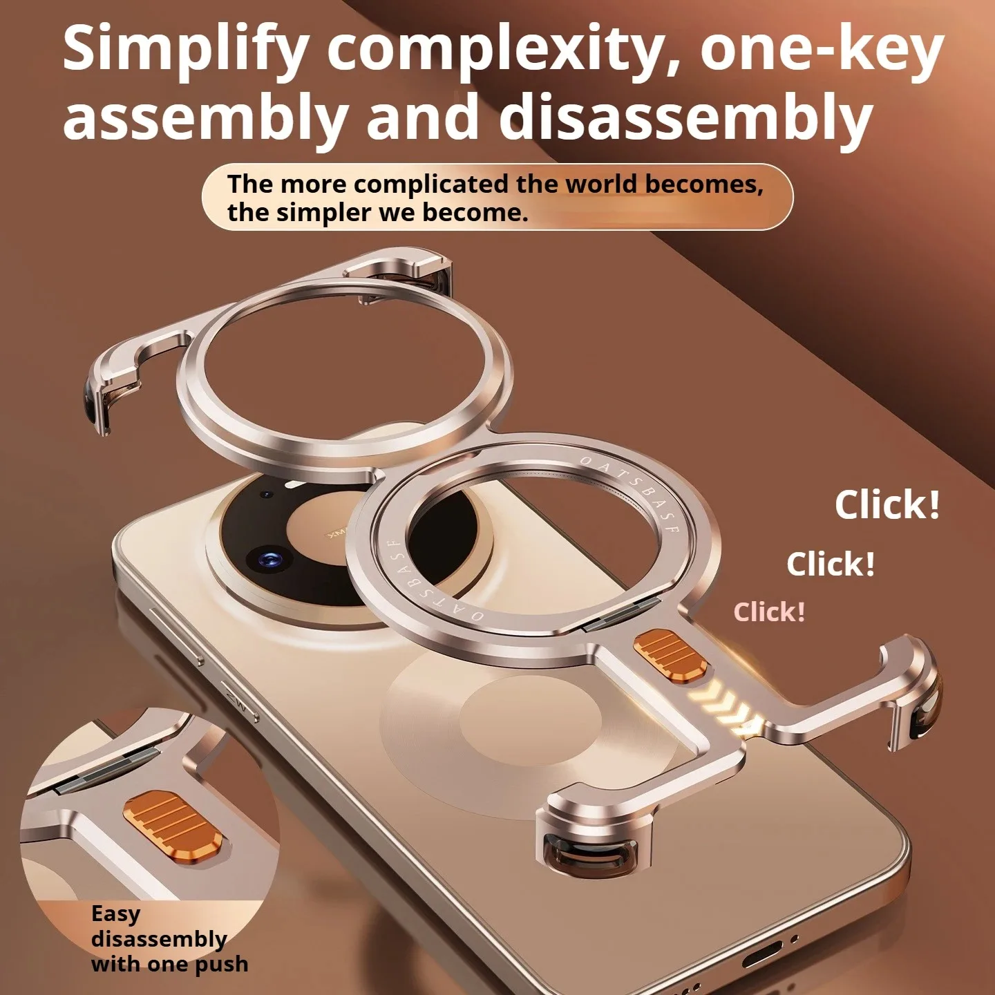 Eary Metal Phone Case with 360° Rotation Magnetic Kickstand and Shockproof Bumper