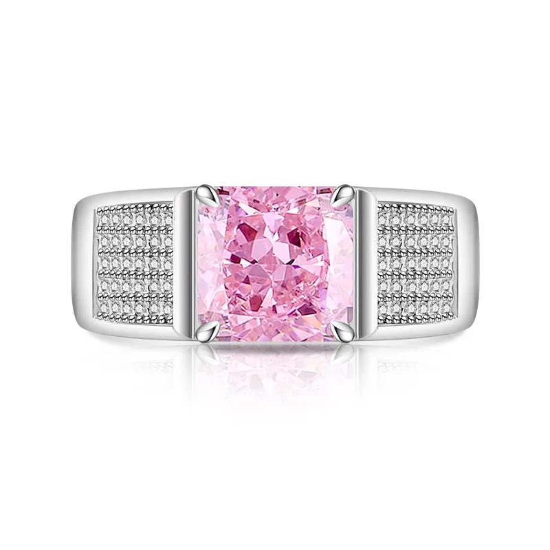 925 Sterling Silber Eisblumen-Schliff Kristall Zirkon Herrenring Geburtstag Jubiläum Hochzeit Party Geschenk – Detail 4