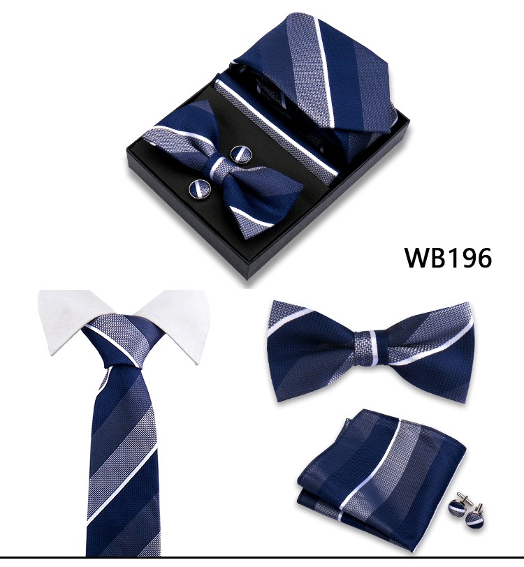 Herren-Krawatte in Geschenkbox, Fliege und Einstecktuch, Manschettenknöpfe-Set für Männer, Hochzeit, Business, formeller Anzug, individuelle Krawatte, Gravata-Geschenkset – Detail 36