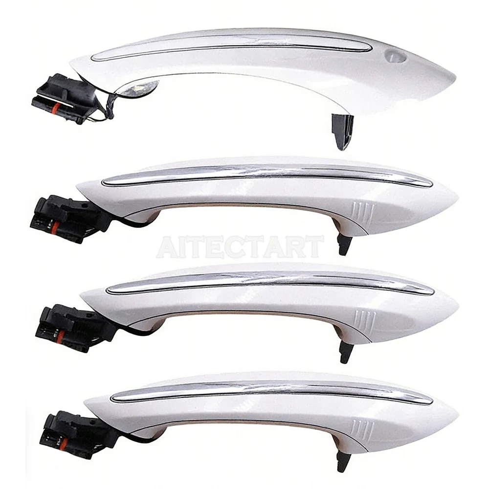 BMW F07 F10 F11 F06 F01 F04용 화이트 컴포트 액세스 외부 도어 핸들 (OEM 51217231931 51217231932 51217231933 51217231934)