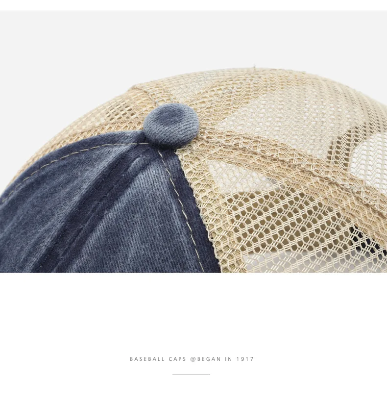 Baseball Cap Mesh Trucker Hut Männer Frauen Vintage Low Profile verstellbare Papa Hut – Detail 11