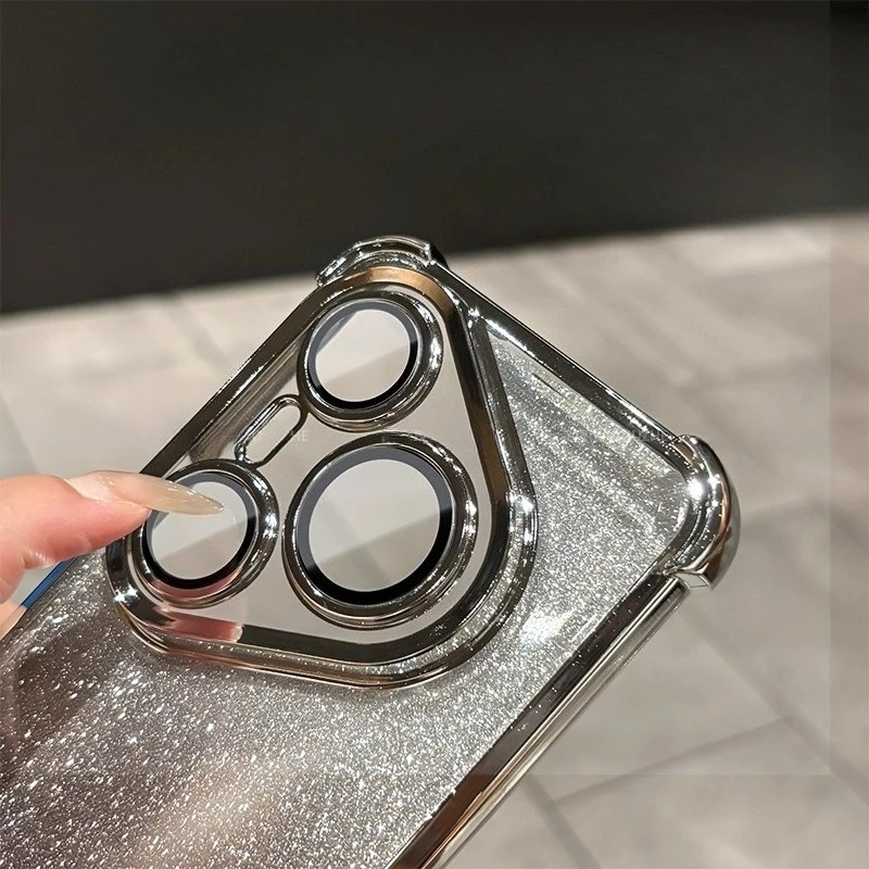 Translucent Shockproof Case with Plating Glitter Lens Protection