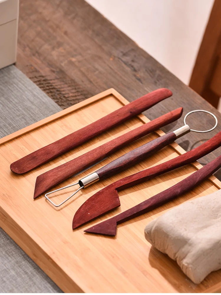 

5 Pieces of Wood Ceramic Clay Carving Knife Set DIY Pottery Repair Blank Modeling Clay Cutters Ceramic Handicraft Making Tools