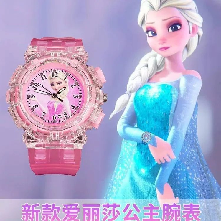 Disney Frozen Cartoon Children Watches Toy Flash Waterproof Sports Watch for Kids Girls Boy Quartz Wristwatch Child Clock Gifts 3