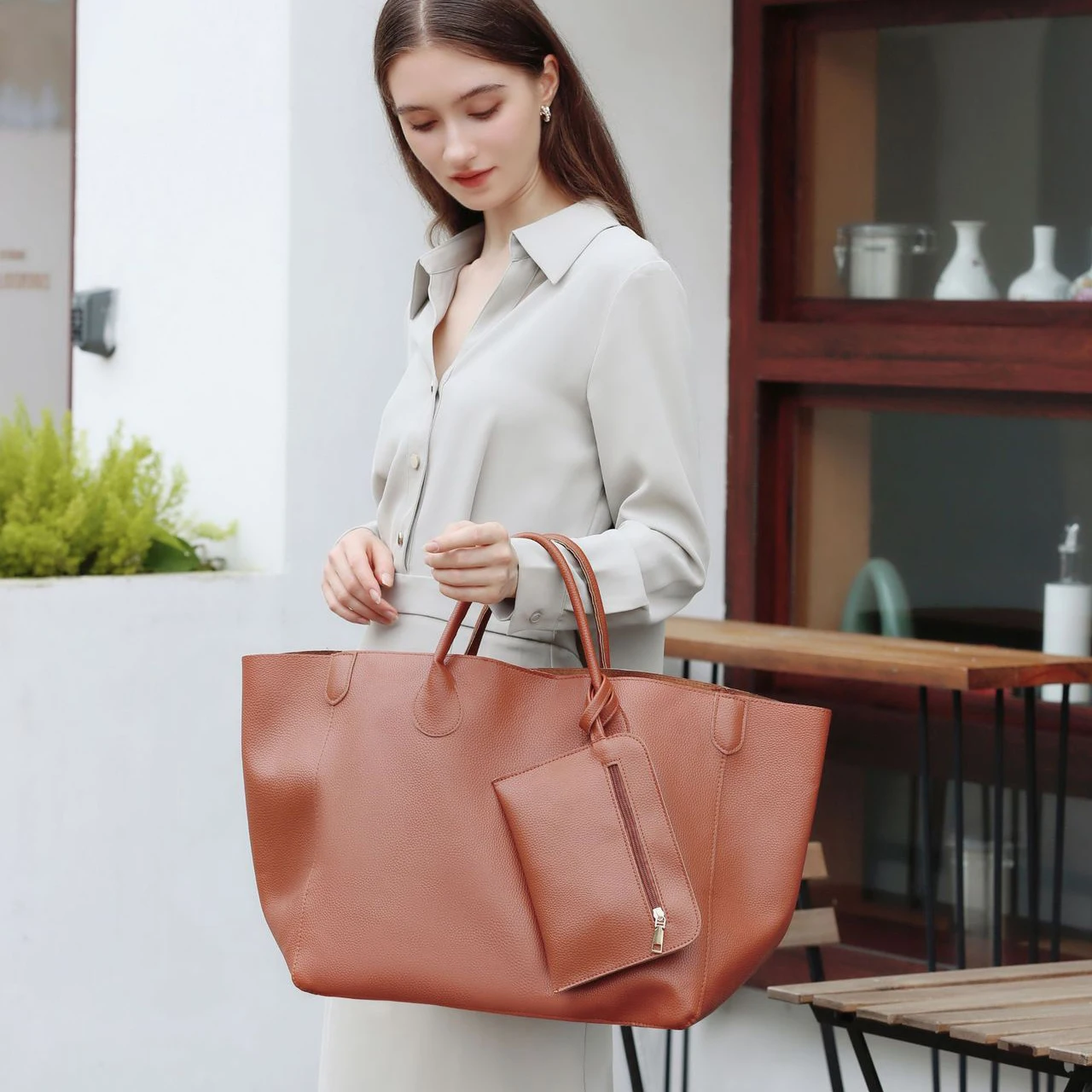 

Casual Solid Colors Women Tote Bags Luxury Soft Pu Leather Lady Handbags Fashion Large Capacity Female Shoulder Bag Small Purses