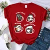 Cat Coffee Art Letter Printed T-shirt Women Breathable O-Neck Short Sleeve T Shirt Female Loose Streetwear Casual Clothes Tops 3