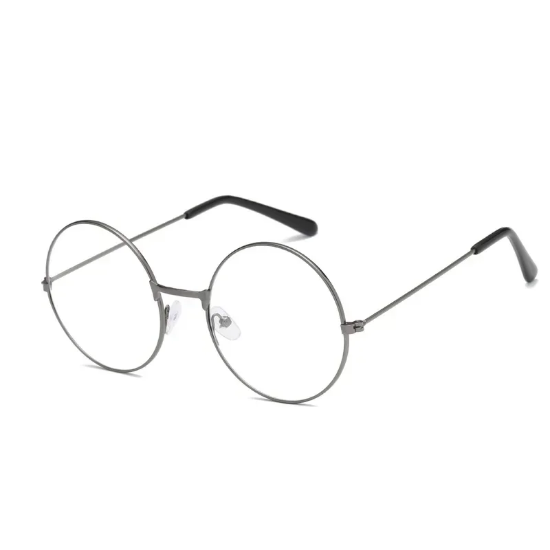 Round Metal Frame Flat Retro Glasses - Cosplay Accessories