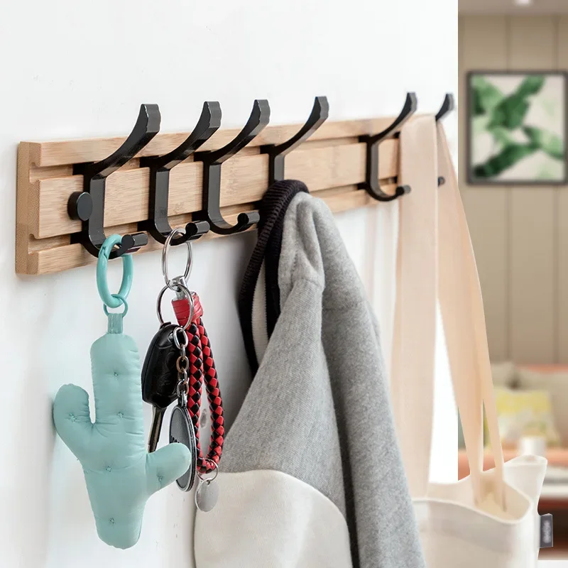 Wall Mounted Coat Rack Moveis Hooks Clothing Hanger Space Saving