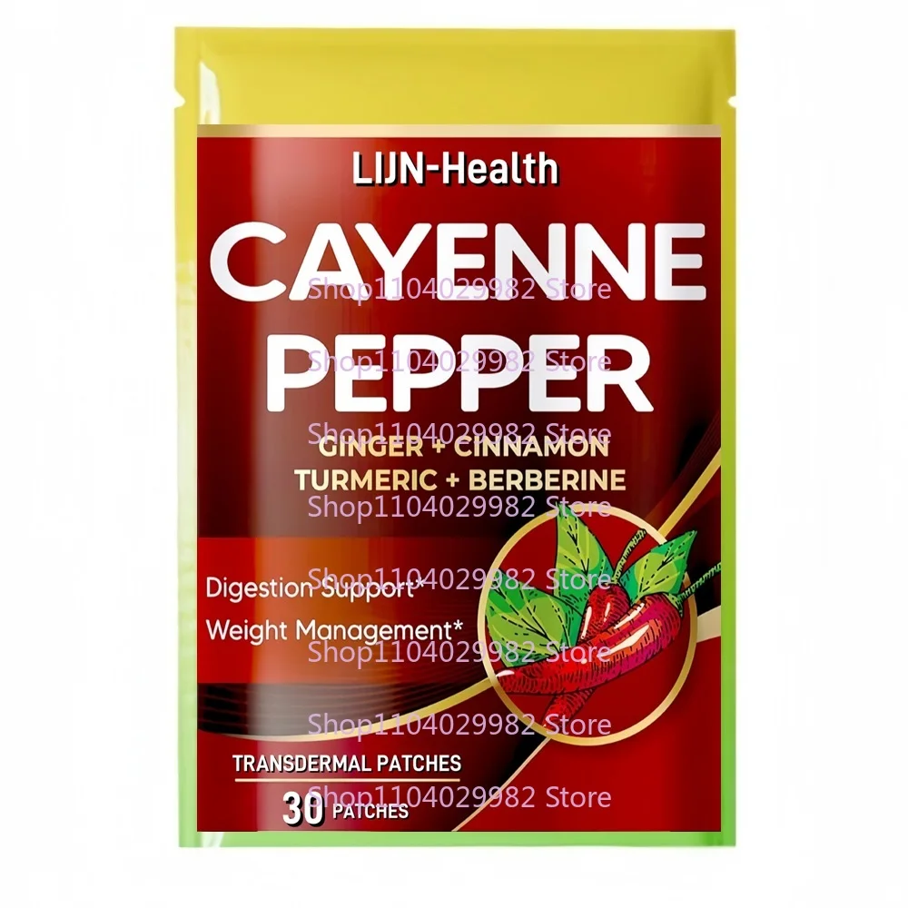 30 patchs patchs transdérmiques au poivre Cayenne avec gingembre, cannelle, curcuma pour le soutien de la digestion, système immunitaire