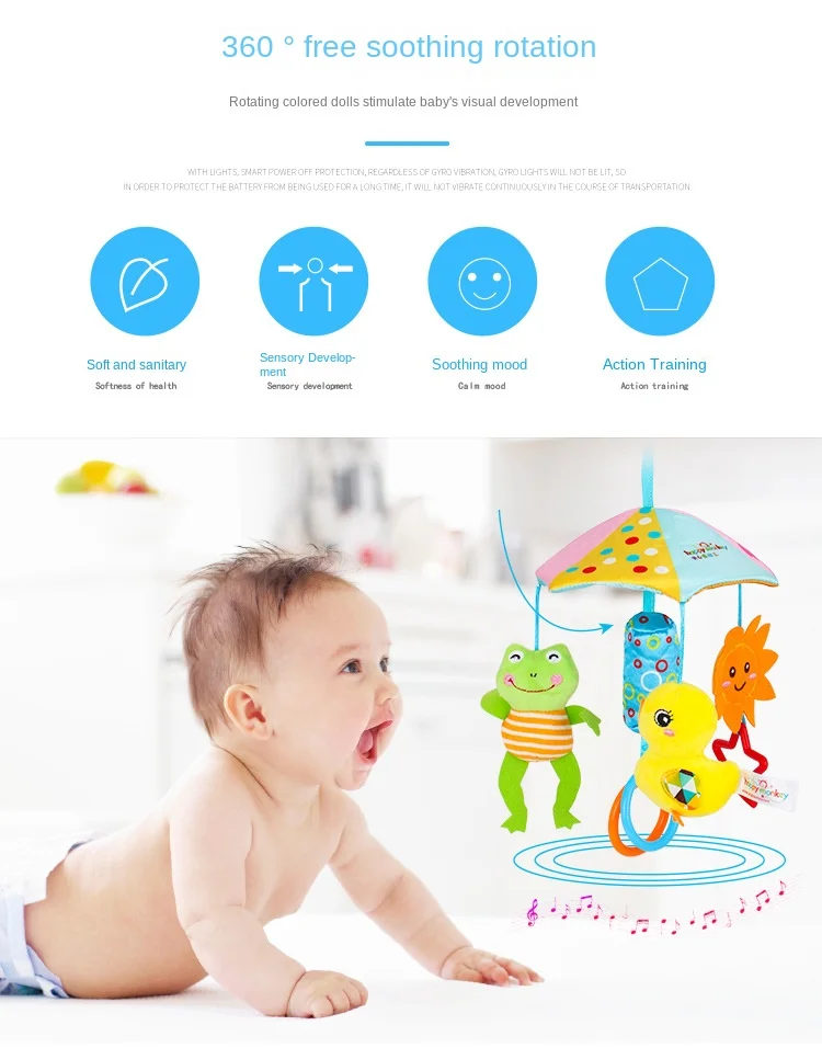 Baby Toy 0-1 Year Old Rotatable Animal Bed Hanging Bed Bell Newborn Cart Wind Bell Pendant Rattle Toy