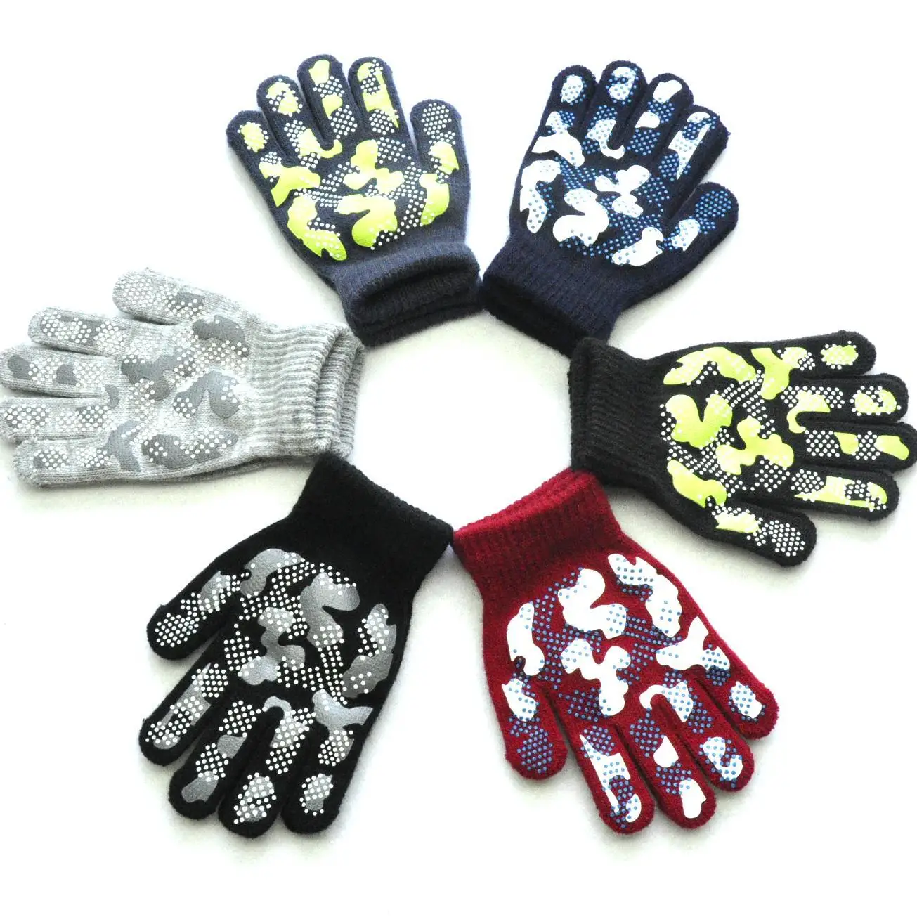 5-11Y Children Winter Knitted Warm Gloves For Boys Girls Student New Camouflage Anti Slip Mittens Outdoor Cycling Skiing Gloves 3
