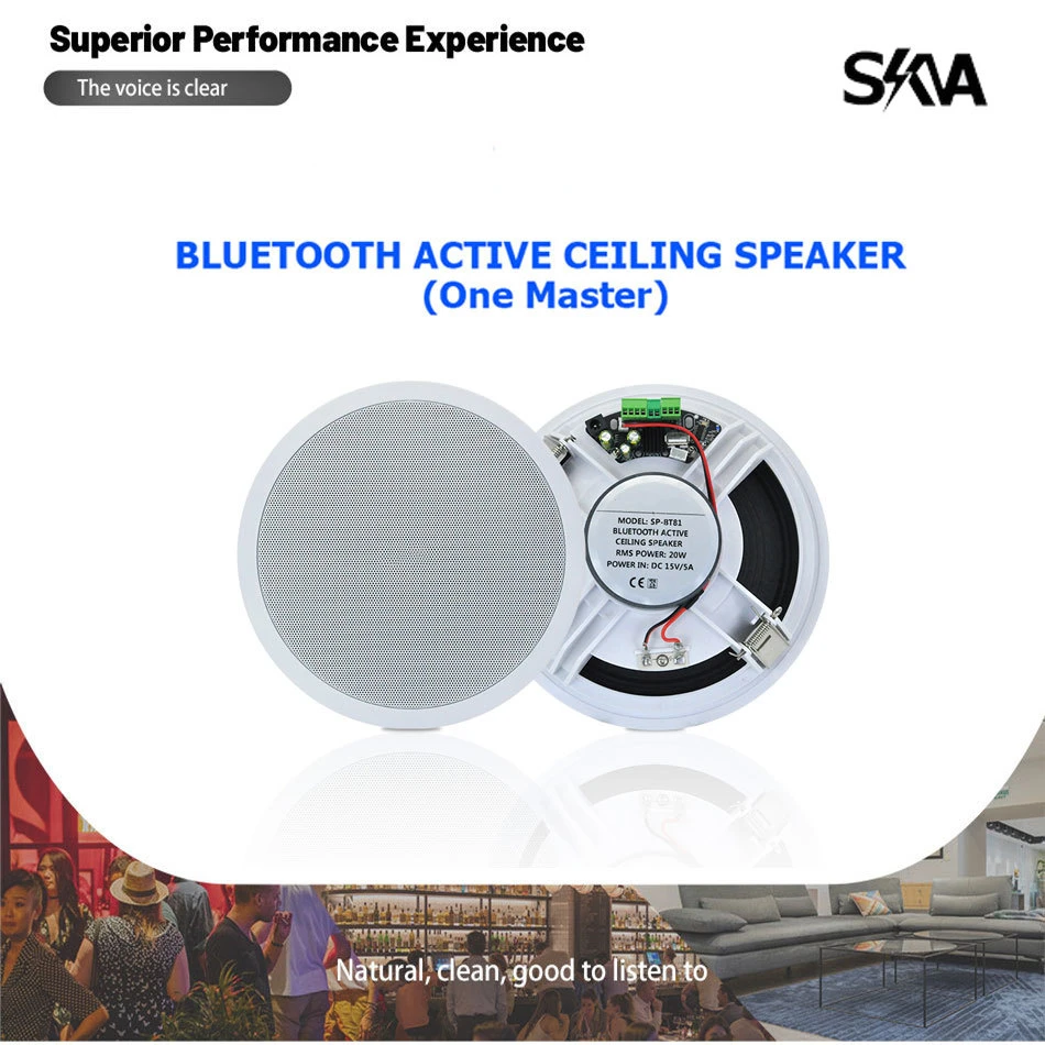 8inch 20W Bluetooth Wireless Speakers for Home Ceiling Moisture-proof Roof Music Loudspeaker Built in Digital Class D Amplifier