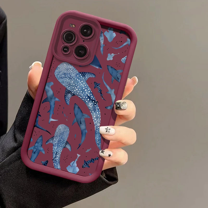 Shark Print Matte Soft Silicone Phone Case
