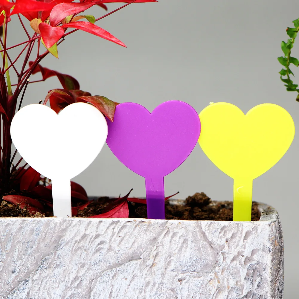 High Quality Heart Shape Plant Tag Plastic Waterproof Thick Label Reusable Nursery Flower Potted Herb Labels Markers Sign Stake