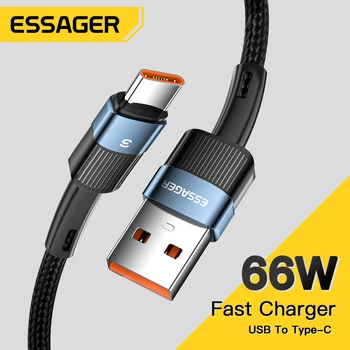 Usb-кабель Essager 6A Type C для быстрой зарядки Huawei P40 Pro P30 66 Вт, провод USB-C, зарядное устройство для Samsung S21 ultra S20 Poco