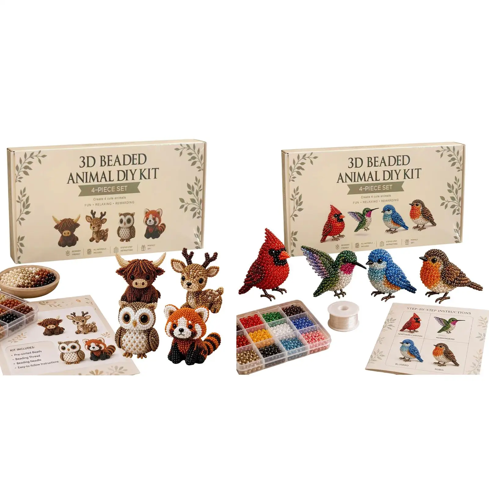 Kit 3D di Animali con Perline, Set Artistico Fai-da-Te con Istruzioni, Kit Creativo di Gioielli per Adulti e Principianti - immagine 5