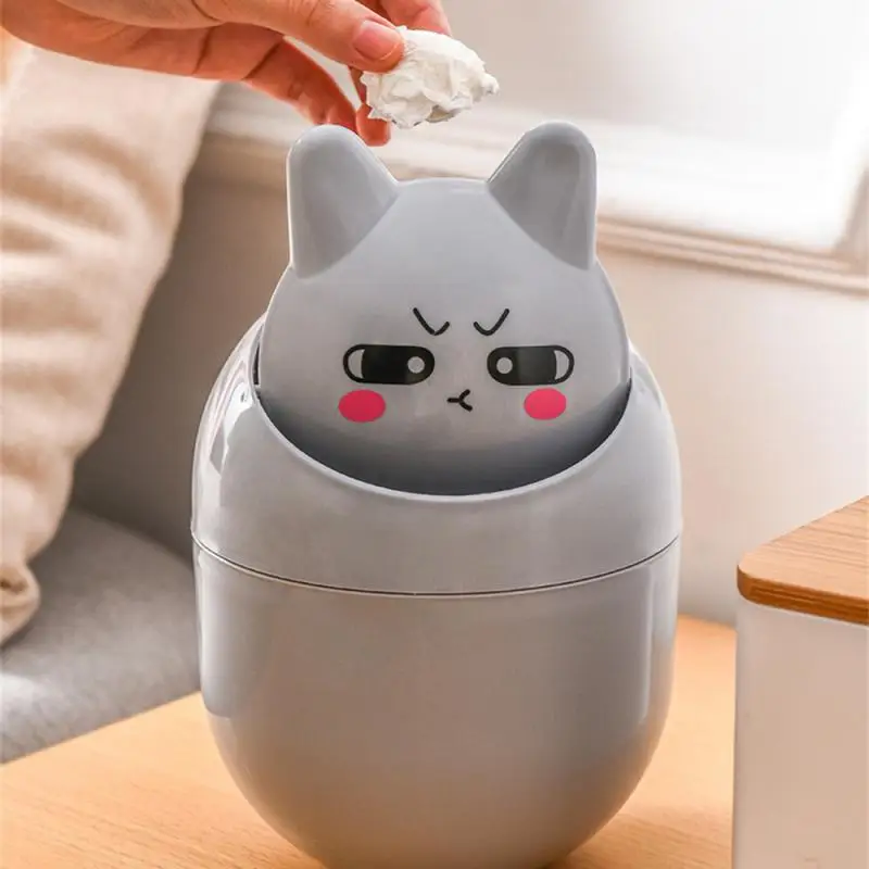 작고 편리한 분할 디자인 크로커 타입 뚜껑, 미니 모양, 데스크탑 쓰레기통, 미니 쓰레기통