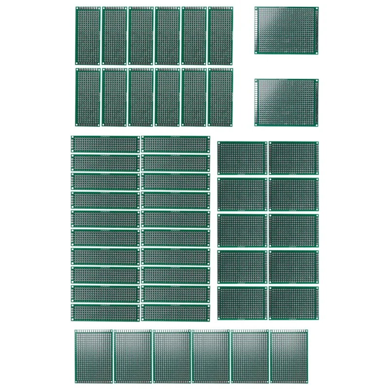 

50 шт., двусторонняя печатная плата, набор для пайки, 5 размеров, универсальная печатная плата для электронного проекта «сделай сам»