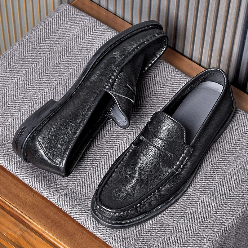 Men Casual Shoes Breathable Genuine Leather Loafers Business Office Shoes For Men Driving Moccasins Comfortable Slip On Shoes 4