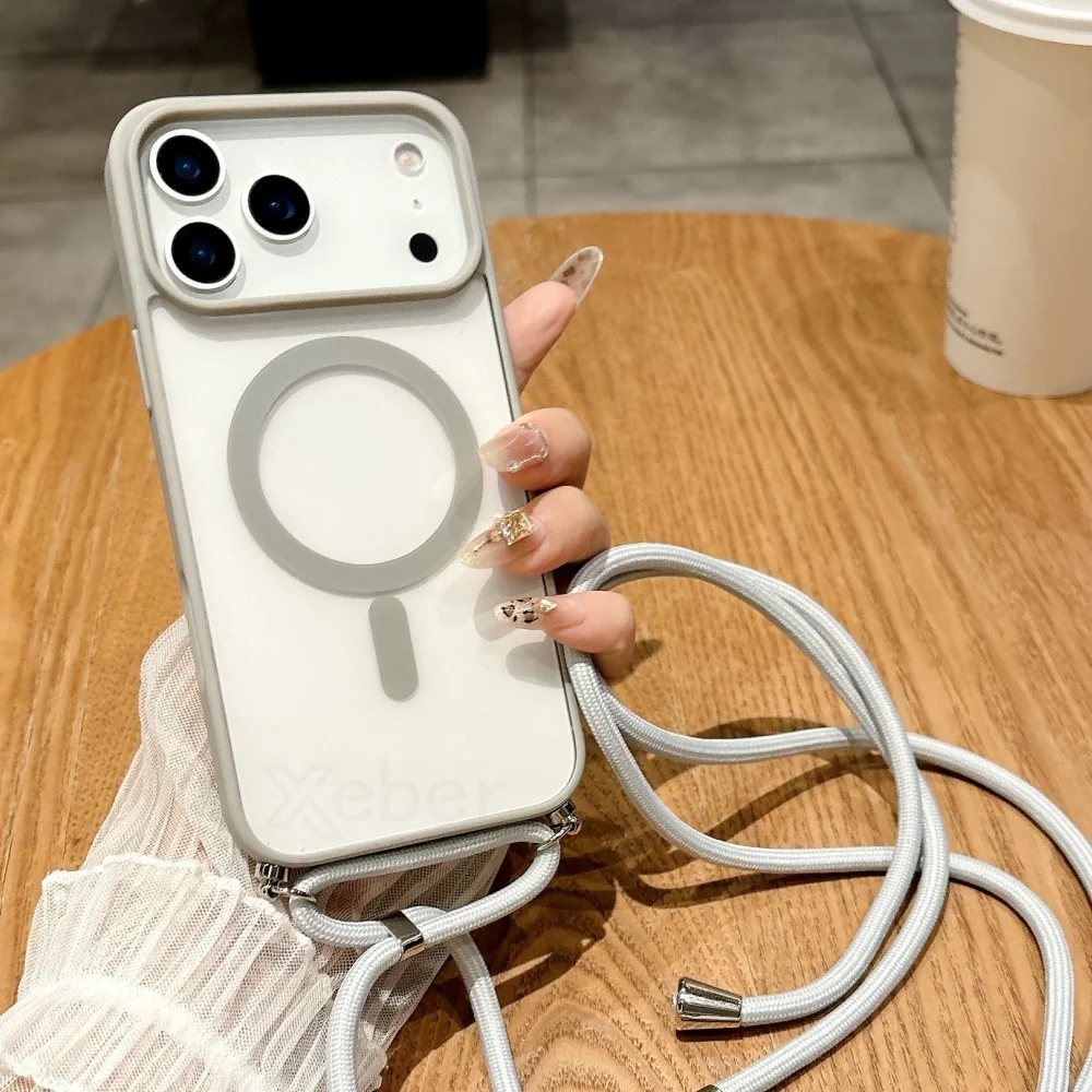 Universal MagSafe Crossbody Strap Case - Shockproof Wireless Charging Cover with Lanyard