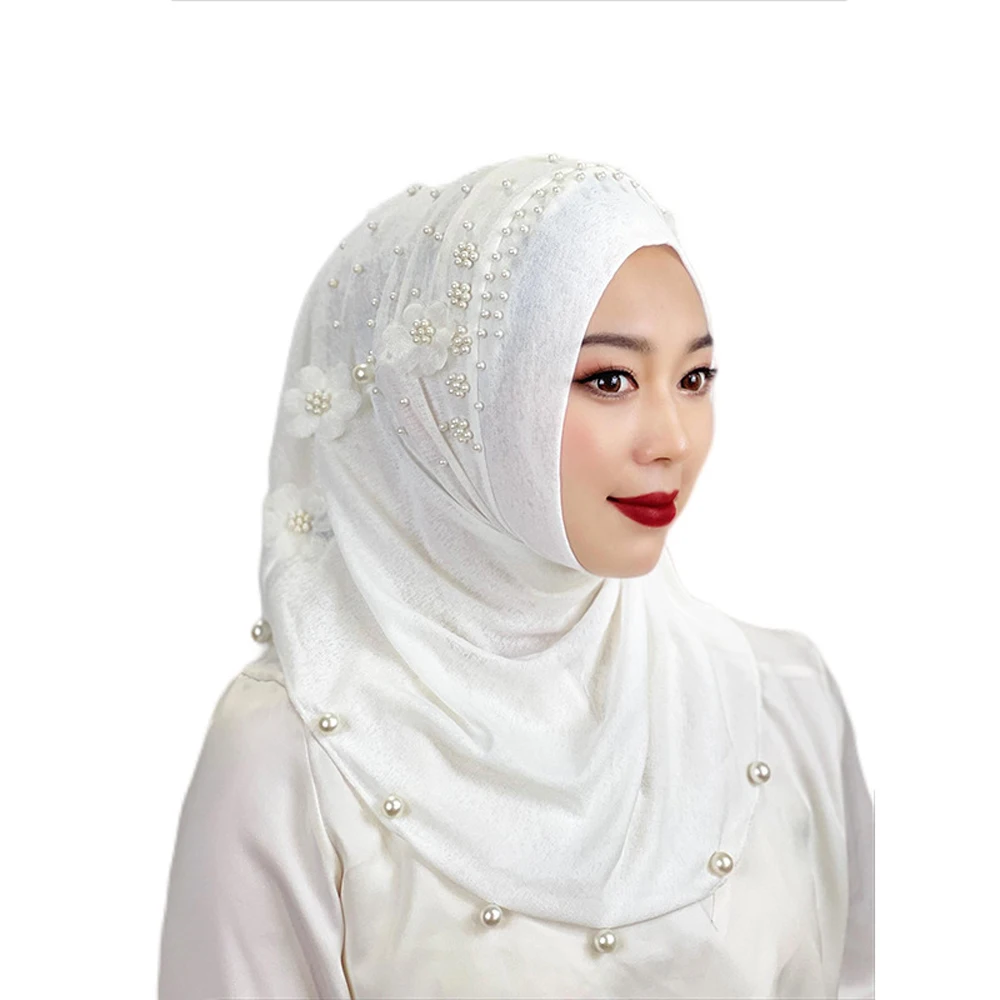 

47*63CM White Yellow Red Ramadan Jersey Instant Under Hijabs Cap Islam Accessories Muslim Women Clothing Turban Niqab Scarf