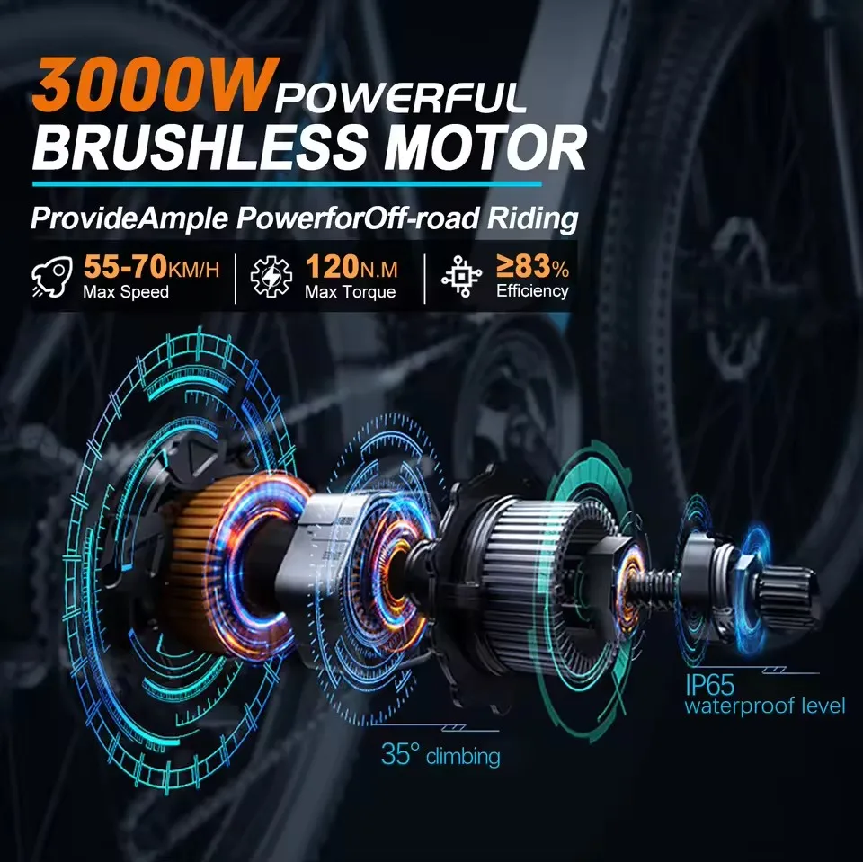 새로운 72V 5000W MTX39 전기 자전거 개조 부품 브러시리스 기어리스 리어 휠 허브 모터 (27.5인치 전기 자전거용)